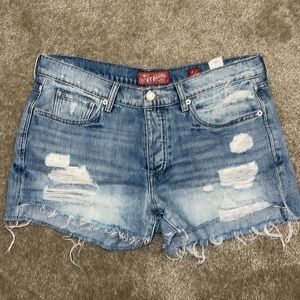 Lucky brand woman’s denim distressed shorts , size 8